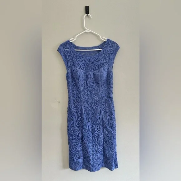 Sue Wong | Dresses | Sue Wong Embroidered Lace Sheath Dress Peacock Blue  Size 8 | Poshmark